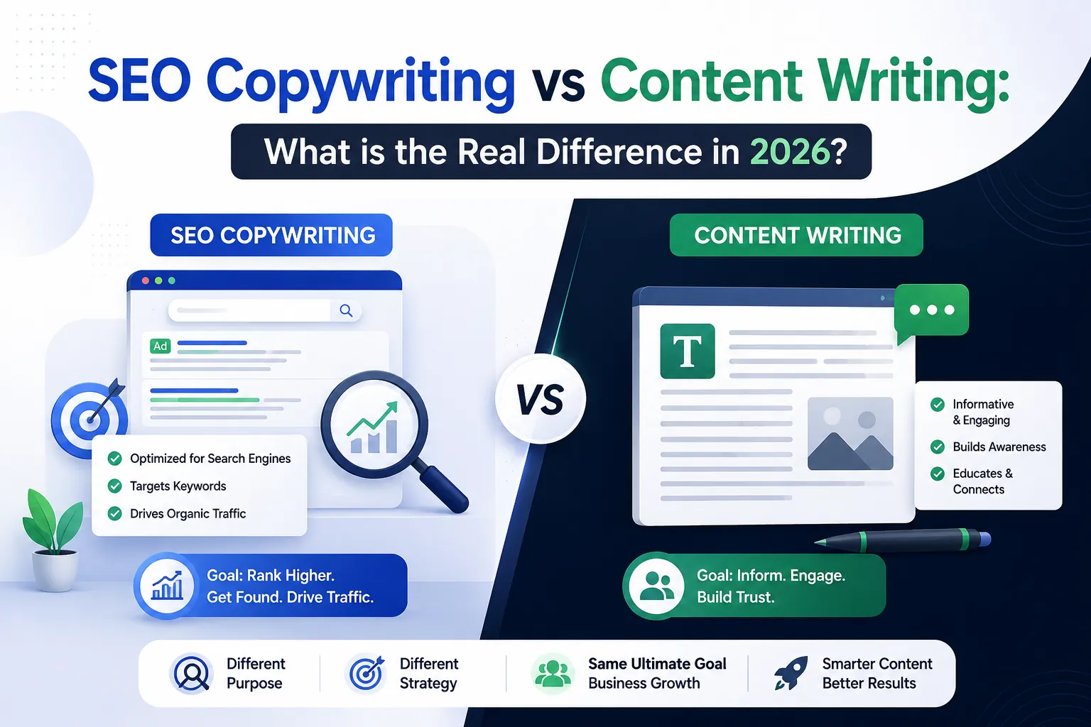 SEO Copywriting vs Content Writing: What is the Real Difference in 2026?